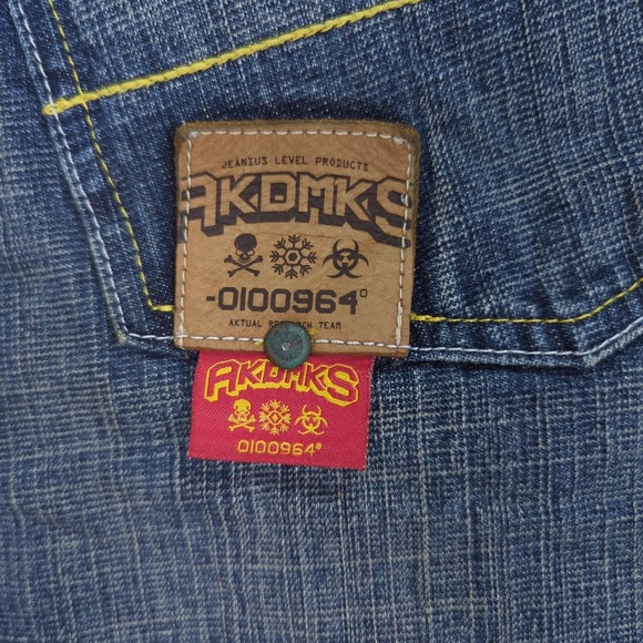 Akademiks Jeans Mens 36 Blue‎ AKDMKS Patchwork Distressed Hip Hop Streetwear - Picture 9 of 16